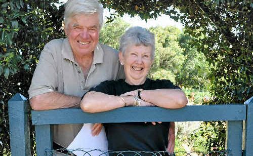 Rob and Sue in their award-winning garden. Rob and Sue in their award-winning garden.